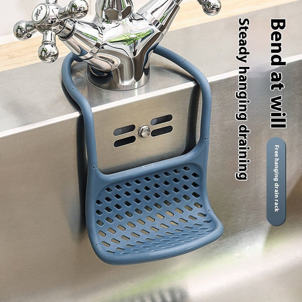 Flexible Hanging Basket Sink Spong Mop Storage Rack Silicone Back Scrub Bath Brush