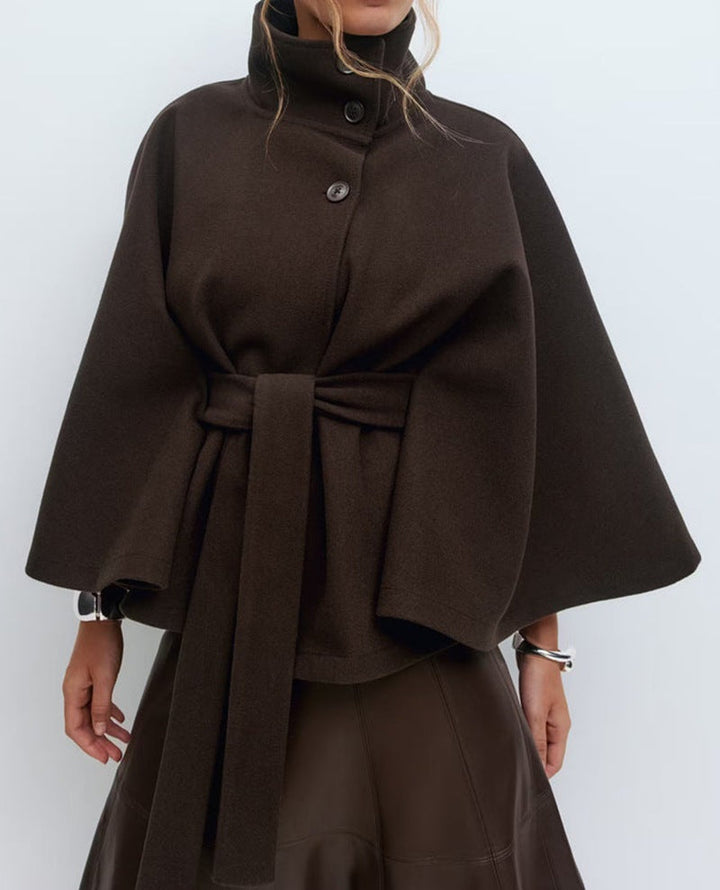 Winter High Neck Batwing Sleeve Coat With Belt Fashion Loose Elegant Button Top Trench Coat For Women Clothing Silicone Back Scrub Bath Brush