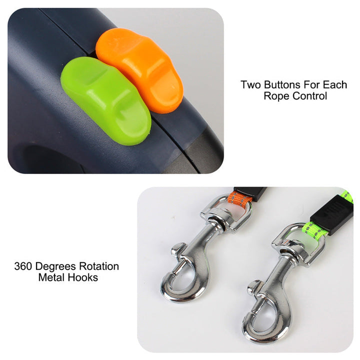 Retractable Dual Dog Leash with Light & Reflective Strip BLYNTRA