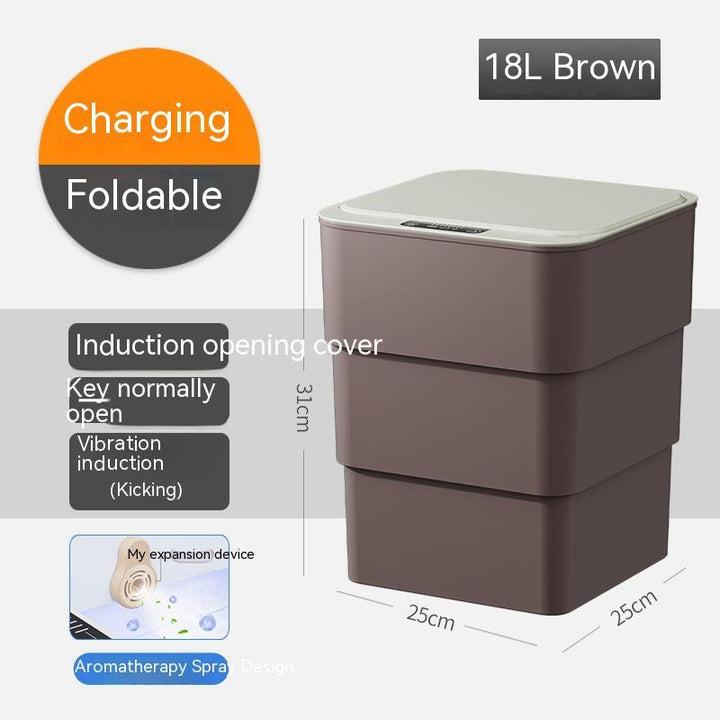 Smart Trash Can With Lid For Bedroom And Living Room Kitchen Storage Box Trash Can Induction Small Car Box Automatic Smart Dustbin Smart Trash Bin Silicone Back Scrub Bath Brush