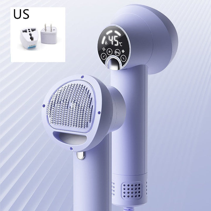 GroomEase Silent Pet Hair Dryer & Comb Silicone Back Scrub Bath Brush