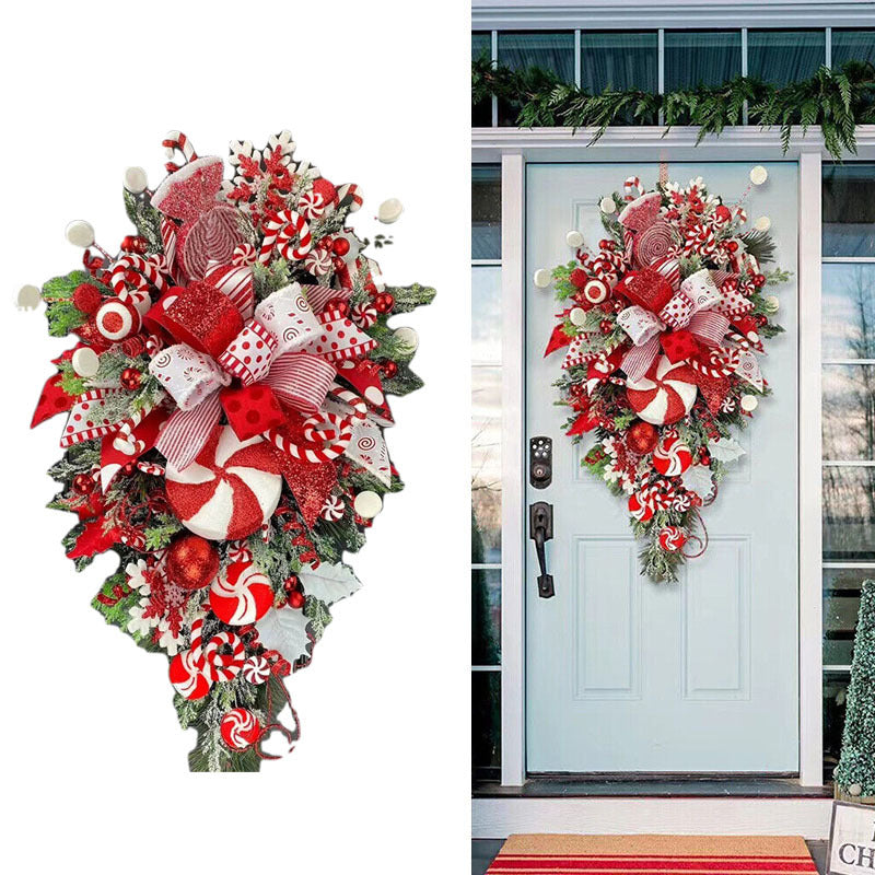 Christmas Wreath & Upside-Down Tree Garland by BLYNTRA – Candy-Decor Artificial Xmas Decor BLYNTRA