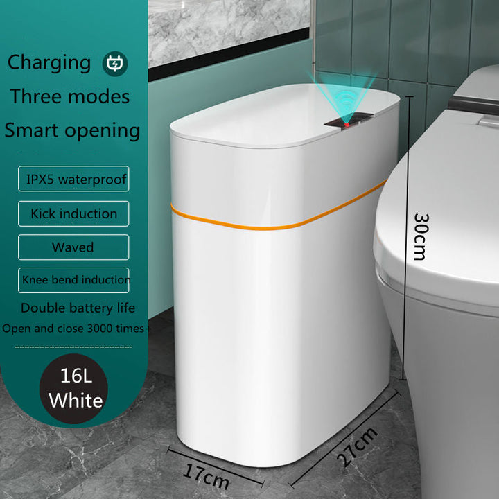 Smart Trash Can With Lid For Bedroom And Living Room Kitchen Storage Box Trash Can Induction Small Car Box Automatic Smart Dustbin Smart Trash Bin Silicone Back Scrub Bath Brush