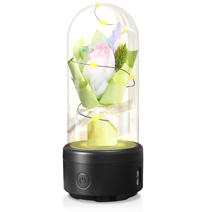 LED Glass Rose & Bluetooth Speaker Gift Silicone Back Scrub Bath Brush
