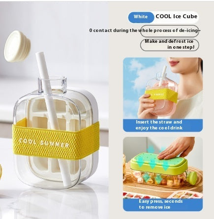 One-Click Ice Mold with Straw Silicone Back Scrub Bath Brush
