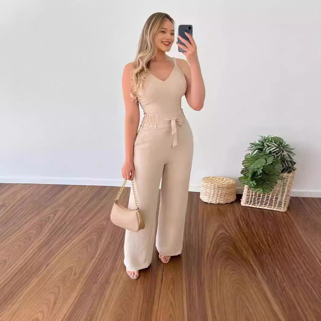 Sexy Backless Two-Piece Pleated Pants Set BLYNTRA