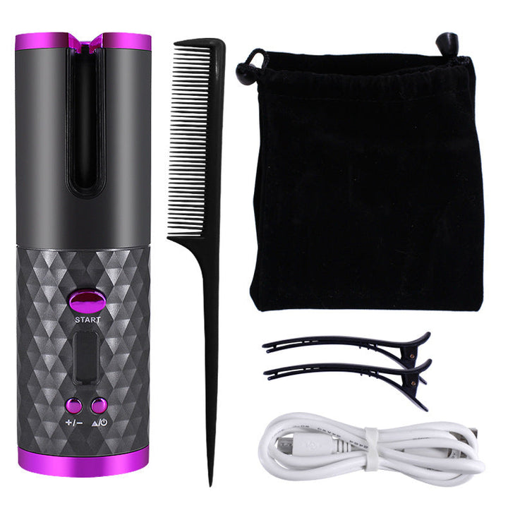 Rechargeable Automatic Hair Curler Women Portable Hair Curling Iron LCD Display Ceramic Curly Rotating Curling Wave Styer Silicone Back Scrub Bath Brush