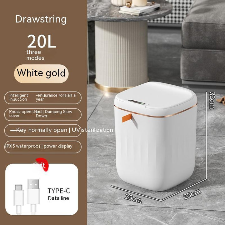 Smart Trash Can With Lid For Bedroom And Living Room Kitchen Storage Box Trash Can Induction Small Car Box Automatic Smart Dustbin Smart Trash Bin Silicone Back Scrub Bath Brush