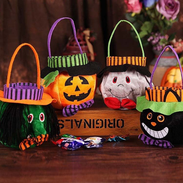 Cute Halloween Candy Bag Halloween Pumpkin Pattern Portable Handbag Cosplay Props Gift Basket Kids Gifts Silicone Back Scrub Bath Brush