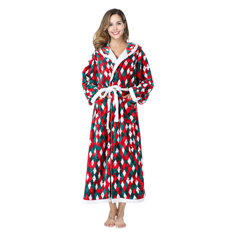 BLYNTRA Women’s Fleece Bathrobe – Cozy Christmas Plush Hooded Sleepwear BLYNTRA
