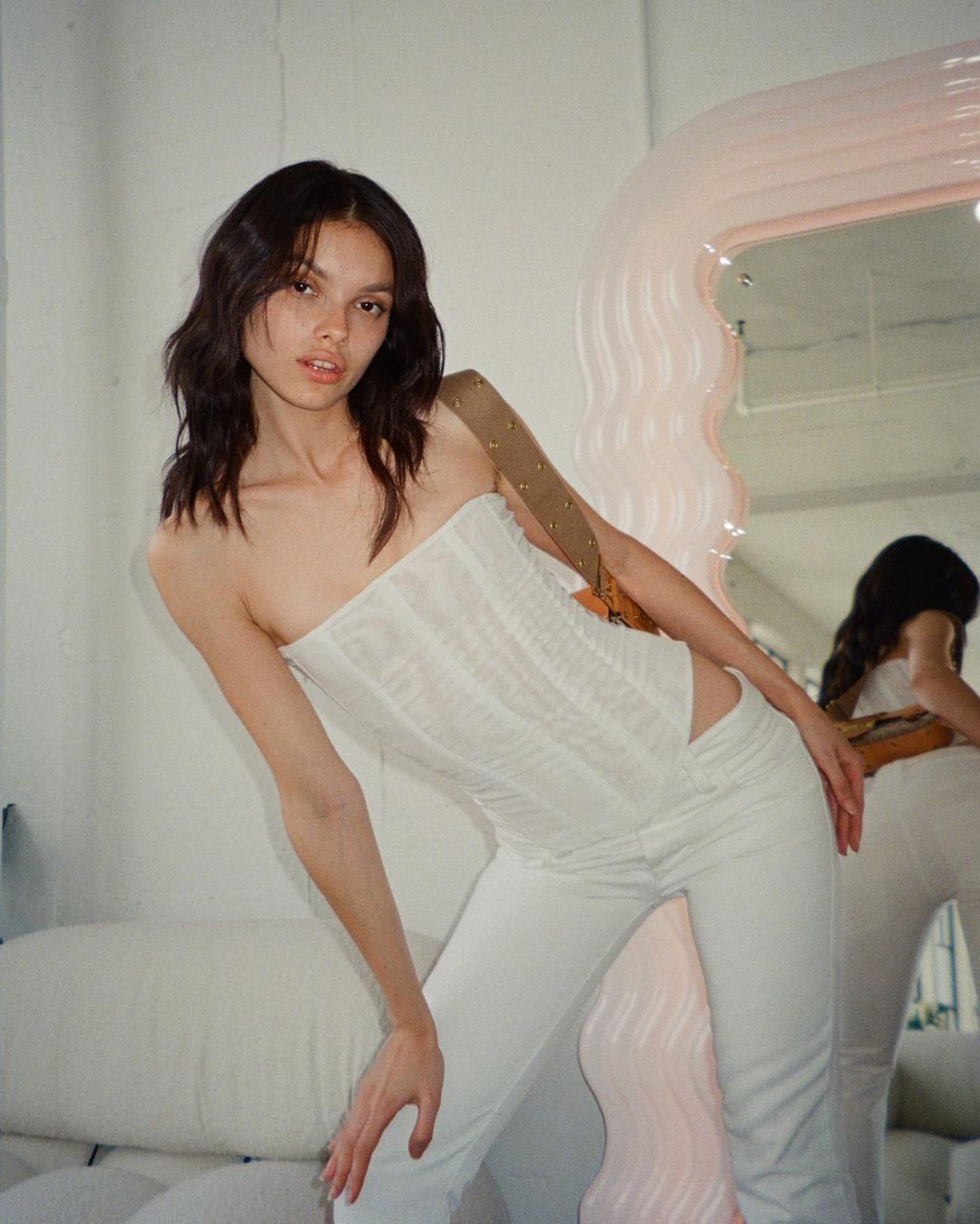 MeshFlair Corset Crop Top Silicone Back Scrub Bath Brush