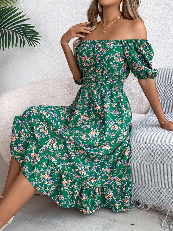 Floral Print Square Collar Dress Summer Fashion Ruffles Dresses Women's Clothing Silicone Back Scrub Bath Brush