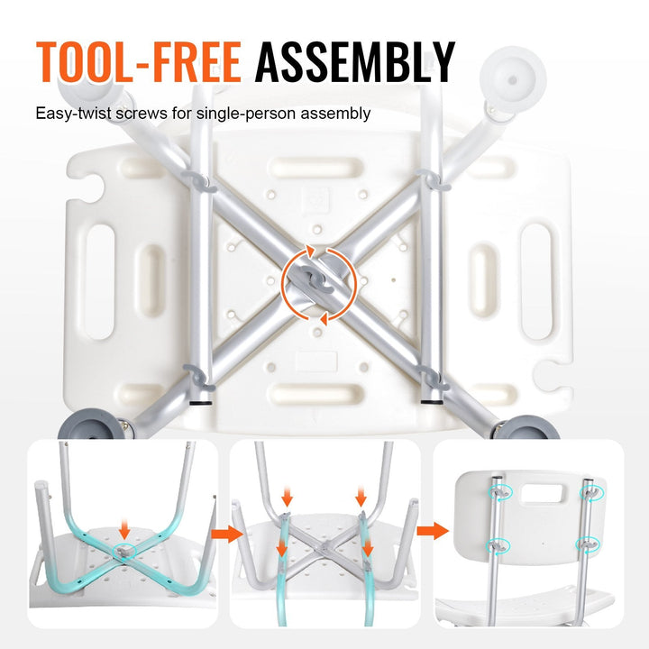 BLYNTRA™ Adjustable Shower Chair with Back & Non-Slip Feet – 350 lb Capacity BLYNTRA