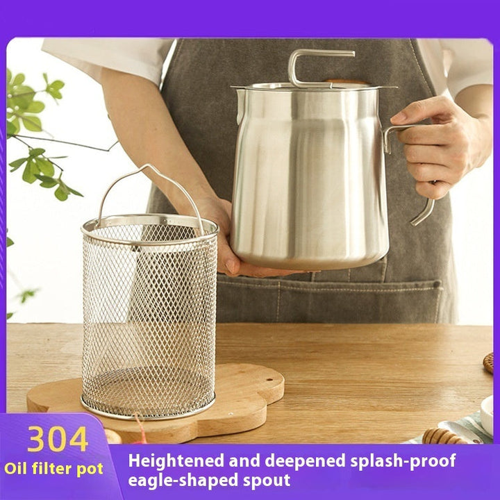 BLYNTRA™ 304 Stainless Steel Oil Filter Pot – Large Capacity + Fry Basket Silicone Back Scrub Bath Brush