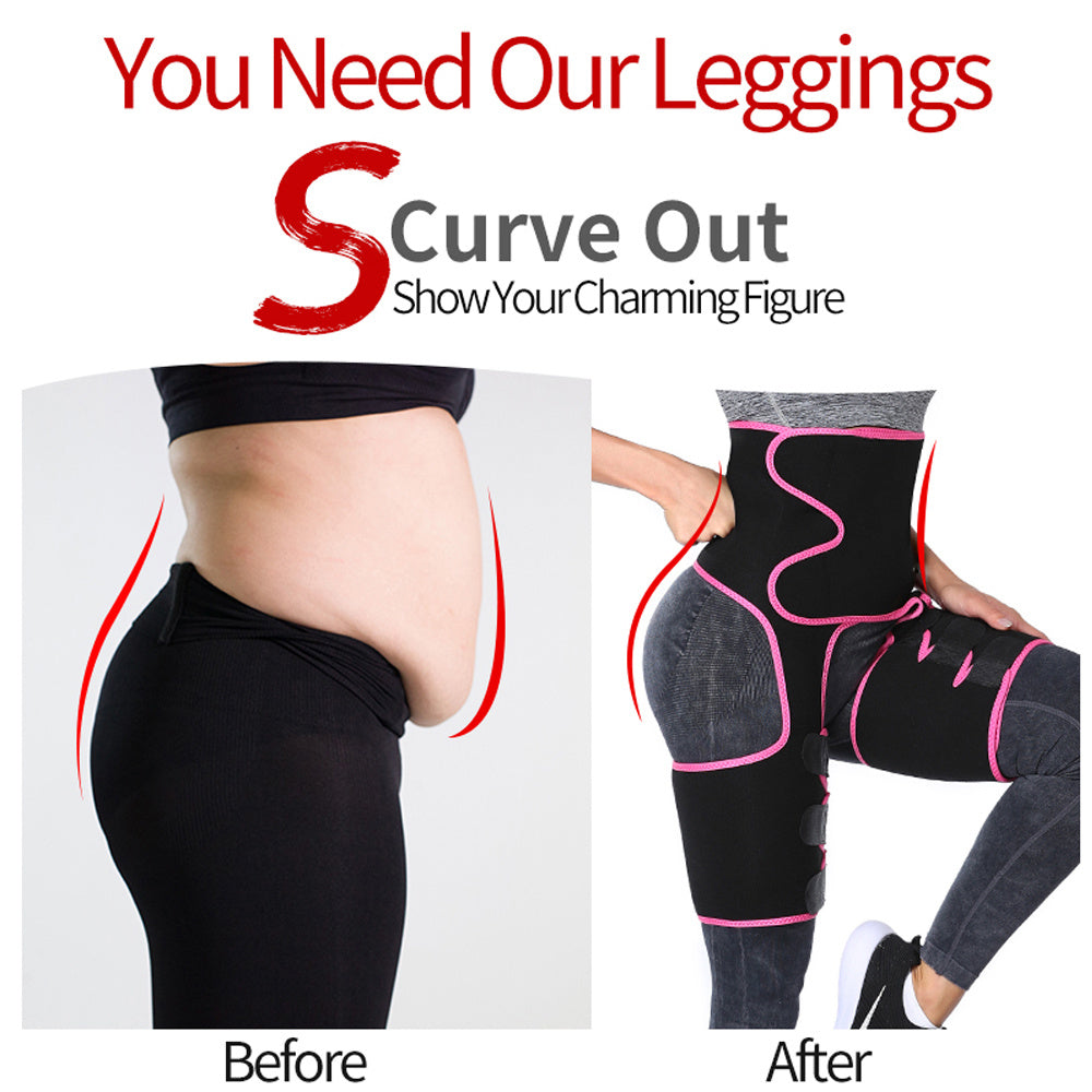 Sweat High Waist Thigh Trimmer Butt Lifter Shapewear Belt 3 In 1 Adjustable Belt Silicone Back Scrub Bath Brush