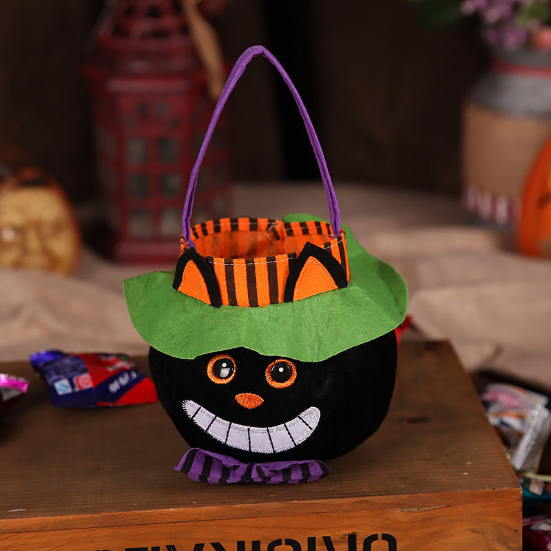 Cute Halloween Candy Bag Halloween Pumpkin Pattern Portable Handbag Cosplay Props Gift Basket Kids Gifts Silicone Back Scrub Bath Brush