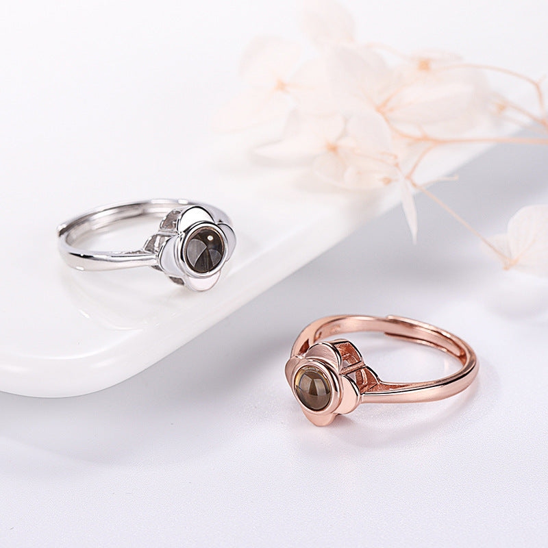 BLYNTRA Projection Photo Ring – Elegant Flower Style for Couples BLYNTRA