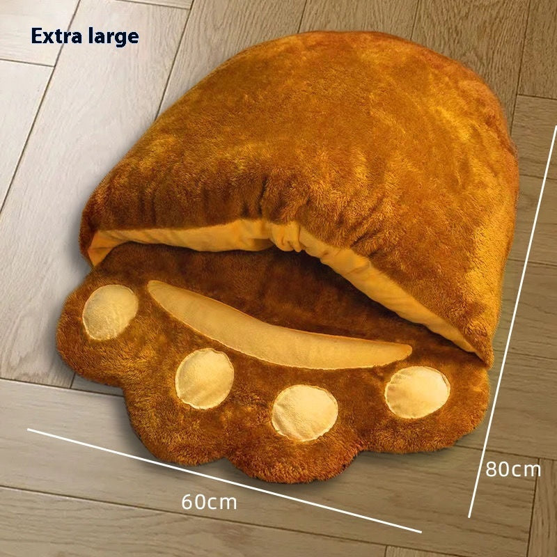 BLYNTRA Bear Paw Plush Pet Bed – Thickened Semi-Closed Cat & Dog Nest BLYNTRA
