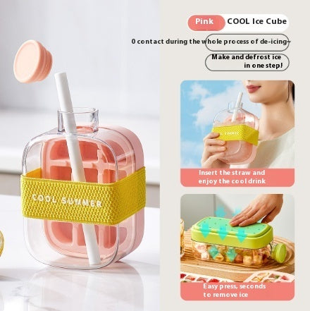 One-Click Ice Mold with Straw Silicone Back Scrub Bath Brush