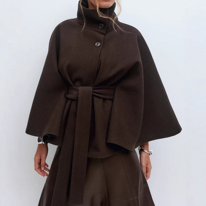 Winter High Neck Batwing Sleeve Coat With Belt Fashion Loose Elegant Button Top Trench Coat For Women Clothing Silicone Back Scrub Bath Brush