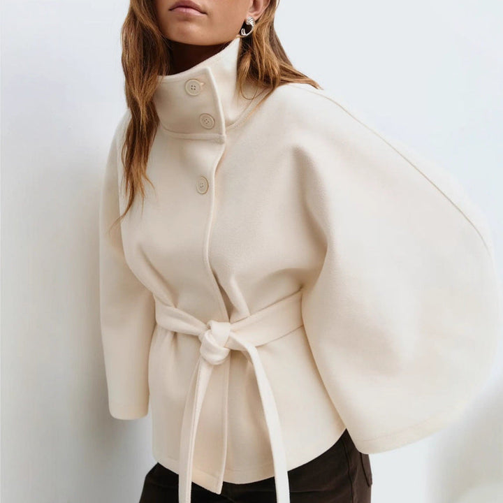 Winter High Neck Batwing Sleeve Coat With Belt Fashion Loose Elegant Button Top Trench Coat For Women Clothing Silicone Back Scrub Bath Brush