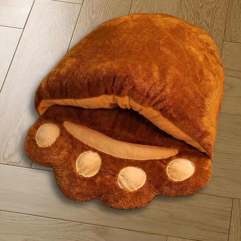 BLYNTRA Bear Paw Plush Pet Bed – Thickened Semi-Closed Cat & Dog Nest BLYNTRA