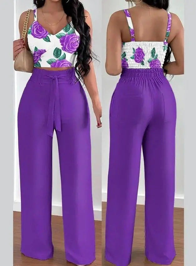 Sexy Backless Two-Piece Pleated Pants Set BLYNTRA