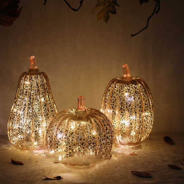 BLYNTRA Halloween Glass Pumpkin Lantern – Ambient Fall Light Decor BLYNTRA