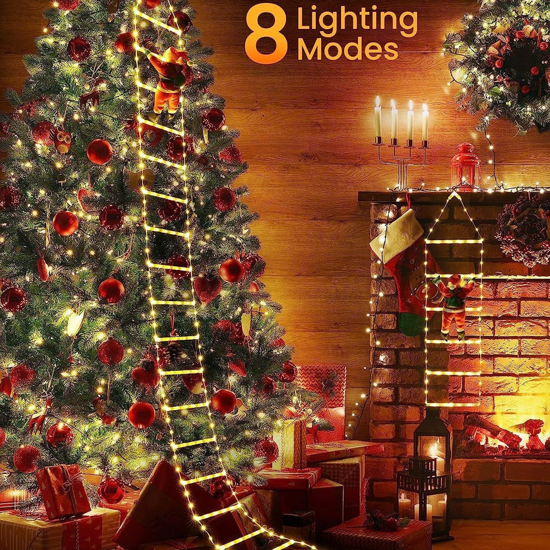 Santa Ladder Light Festoon by BLYNTRA – Holiday Window & Wall Decor BLYNTRA