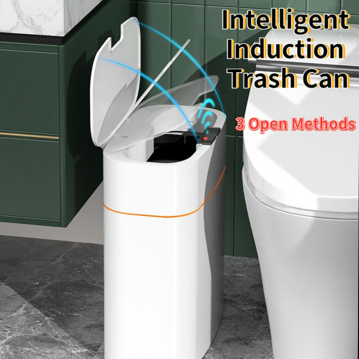 Smart Trash Can With Lid For Bedroom And Living Room Kitchen Storage Box Trash Can Induction Small Car Box Automatic Smart Dustbin Smart Trash Bin Silicone Back Scrub Bath Brush