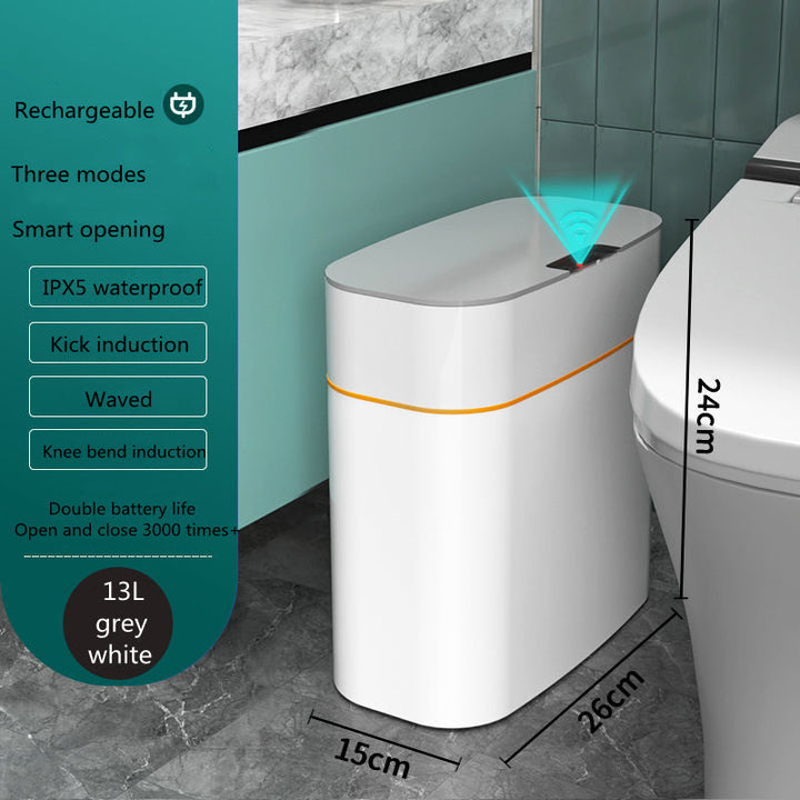Smart Trash Can With Lid For Bedroom And Living Room Kitchen Storage Box Trash Can Induction Small Car Box Automatic Smart Dustbin Smart Trash Bin Silicone Back Scrub Bath Brush