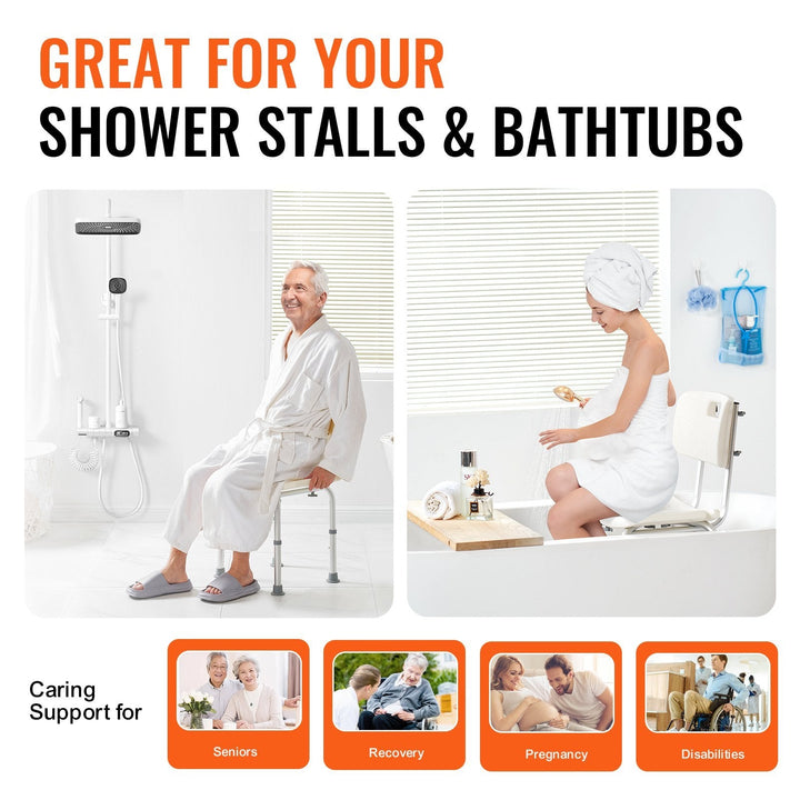 BLYNTRA™ Adjustable Shower Chair with Back & Non-Slip Feet – 350 lb Capacity BLYNTRA