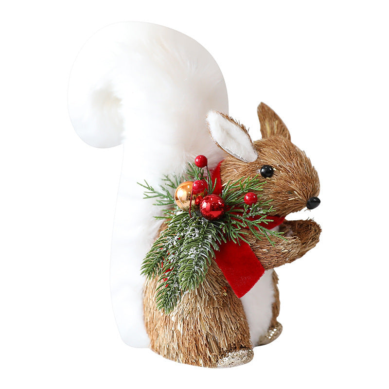 BLYNTRA Straw Christmas Elk & Squirrel Ornaments – Rustic Holiday Decor Set BLYNTRA