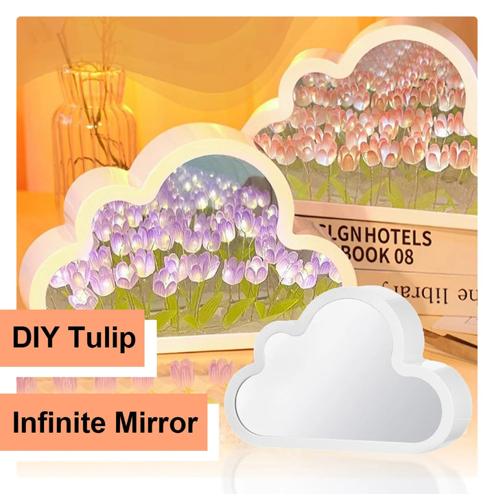 Creative Clouds Tulip Lamps LED Night Light Mirror Table Lamps DIY Bedroom Ornaments Decoration Mirror Table Lights Gifts BLYNTRA