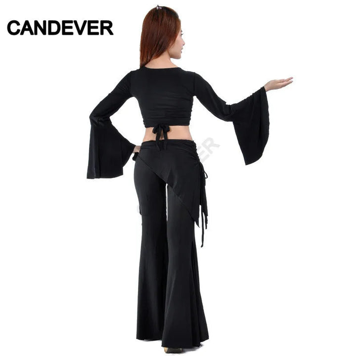 Belly Dance Costume set butterfly top Split tribal pants Performance Oriental Competition Bellydance Dancing Practice Wear Suits SHOPPING HUB