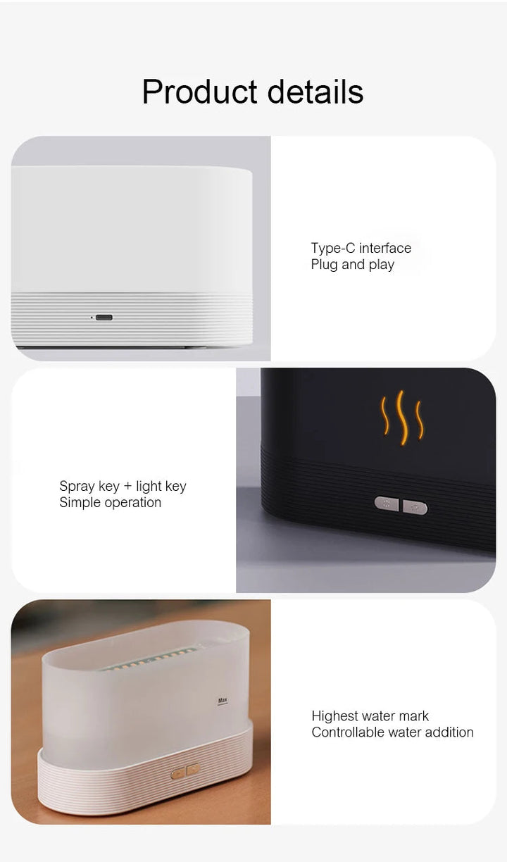 Kinscoter Aroma Diffuser Air Humidifier Ultrasonic Cool Mist Maker Fogger Led Essential Oil Flame Lamp Difusor BLYNTRA