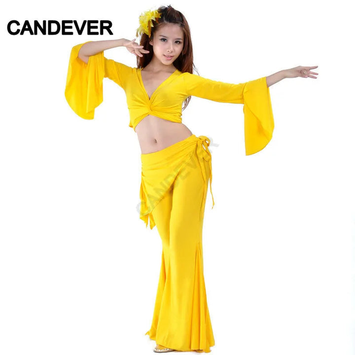Belly Dance Costume set butterfly top Split tribal pants Performance Oriental Competition Bellydance Dancing Practice Wear Suits SHOPPING HUB