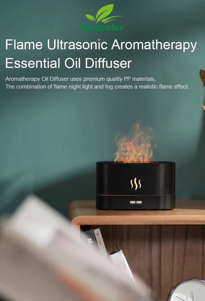 Kinscoter Aroma Diffuser Air Humidifier Ultrasonic Cool Mist Maker Fogger Led Essential Oil Flame Lamp Difusor BLYNTRA