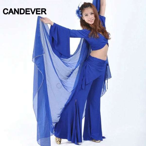 Belly Dance Costume set butterfly top Split tribal pants Performance Oriental Competition Bellydance Dancing Practice Wear Suits SHOPPING HUB