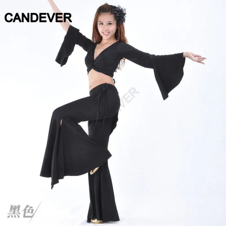 Belly Dance Costume set butterfly top Split tribal pants Performance Oriental Competition Bellydance Dancing Practice Wear Suits SHOPPING HUB