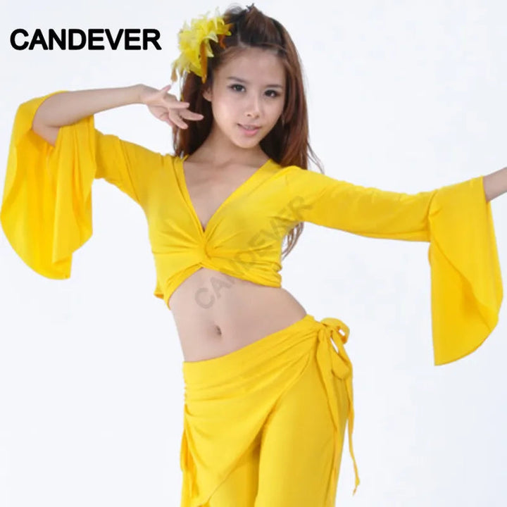 Belly Dance Costume set butterfly top Split tribal pants Performance Oriental Competition Bellydance Dancing Practice Wear Suits SHOPPING HUB
