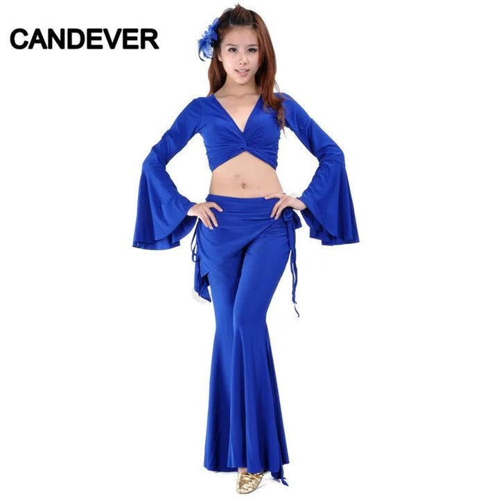 Belly Dance Costume set butterfly top Split tribal pants Performance Oriental Competition Bellydance Dancing Practice Wear Suits SHOPPING HUB