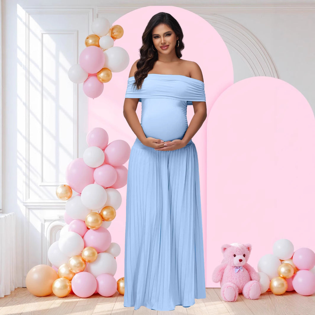 Summer New Off-shoulder Pleated Dress null