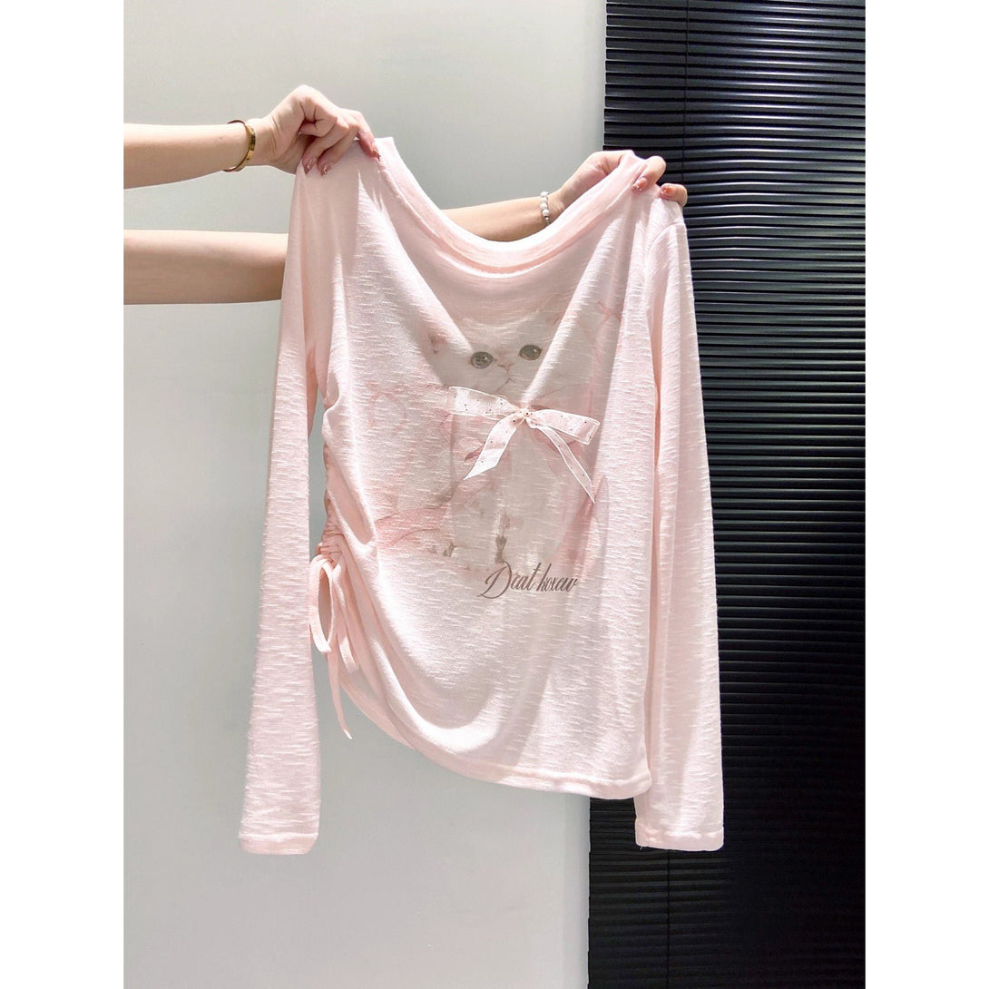 BLYNTRA Cat Motif Long Sleeve Tee - Spring & Autumn Casual Wear BLYNTRA