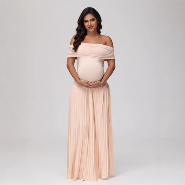 Summer New Off-shoulder Pleated Dress null