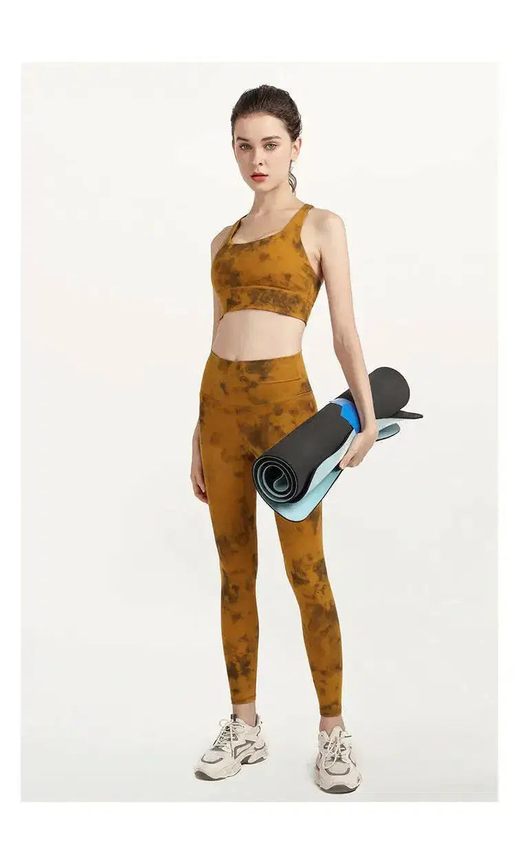 Peach Bliss Tie-Dye High-Waist Fitness Pants - Double-Sided Sanding Yoga Tight Everywear Shop