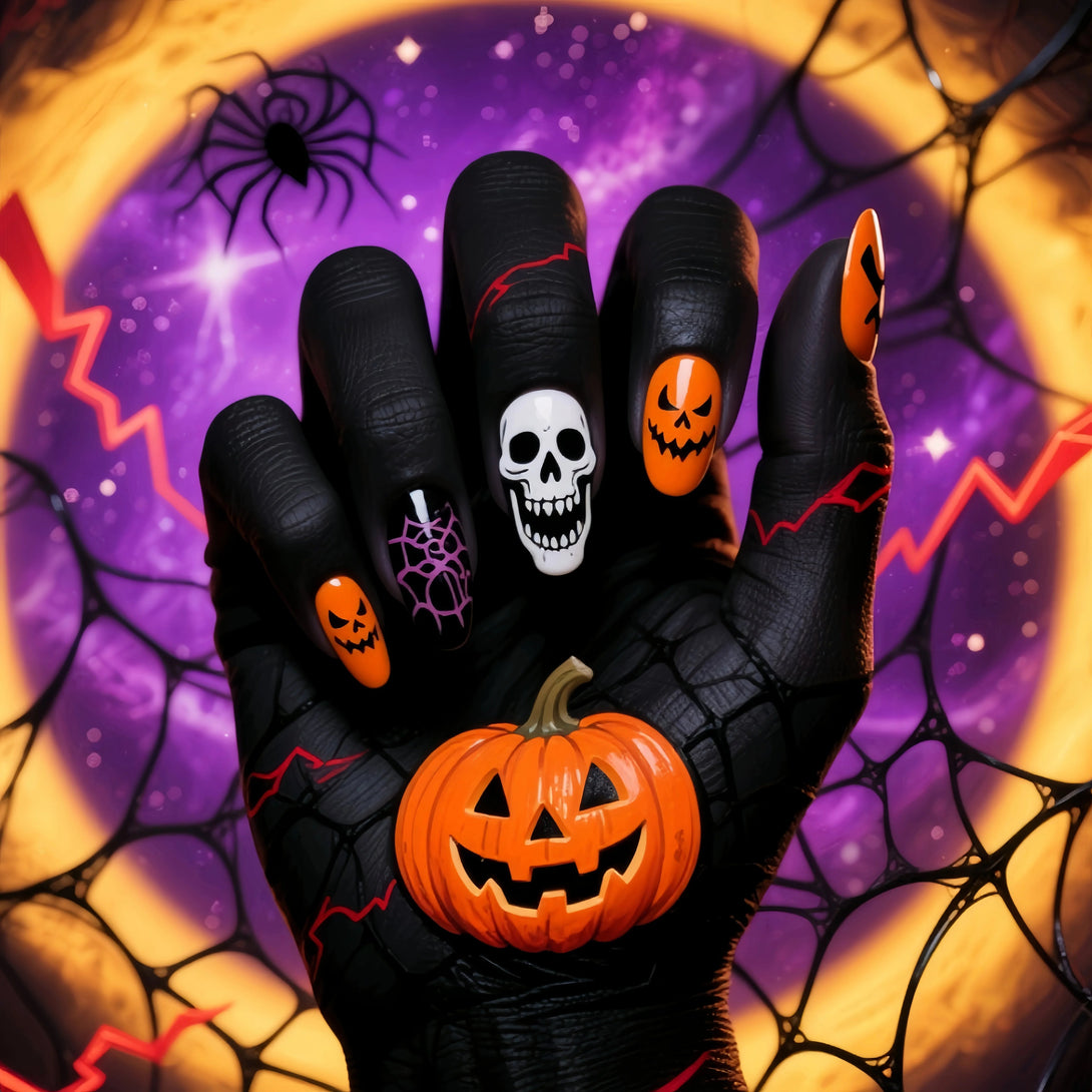 Spooky Pumpkin Lantern Nail Set by Blyntra - 24PCS Halloween Nail Art BLYNTRA