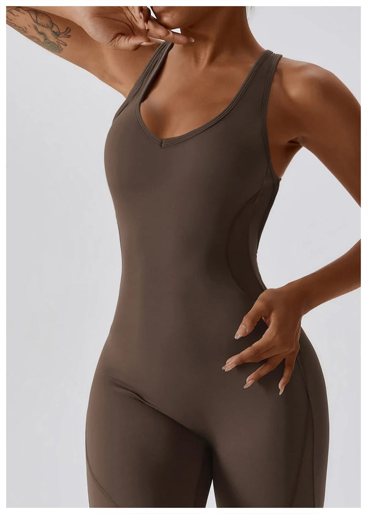 Sexy Back V Jumpsuit Gym Set Women Training Yoga Suit Sportswear Women Sports Jumpsuit Fitness Rompers Stretch Workout Bodysuits SHOPPING HUB