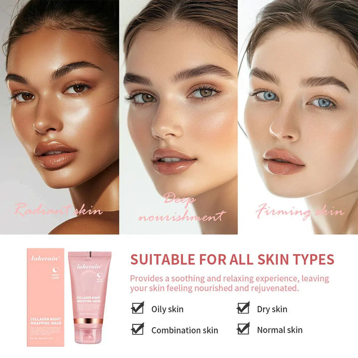 75ml Collagen Peel-off Mask Night Wrapping Facial Mud Firming mask Daily 100g Collagen Jelly Cream Hydrolyzed Collagen Skin Care BLYNTRA