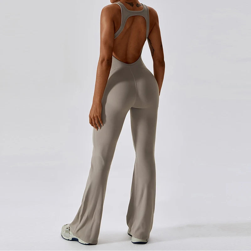 FlexGlam V-Back Fitness Jumpsuit SHOPPING HUB